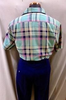 ビンテージ　半袖シャツ　50s　60s vintage　ロカビリー　古着 50s イタリアンカラー シャツ ハンドステッチ ミント×ピンク