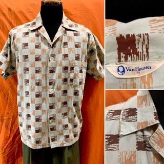 50s Van Heusen カスリ ブロックチェック 半袖シャツ ロカビリー 50s Van Heusen カスリ ブロックチェック 半袖シャツ ロカビリー