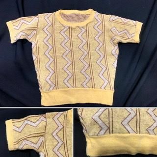 30s ボーイズサイズ ジグザグ 半袖 サマーニット 幾何学模様