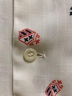 50s 総柄 レーヨンシャツ アトミック柄 赤青白 ヴィンテージ 50s 総柄 レーヨンシャツ アトミック柄 赤青白 ヴィンテージ
