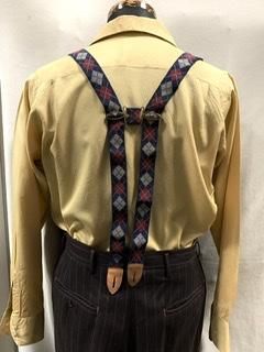 30s 40s アーガイル H型サスペンダー ヴィンテージ ボタン