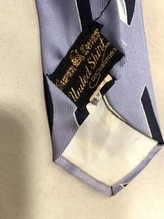 40s デッドストック 変わったデザイン ネクタイ 水色 紺色