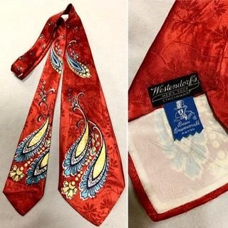 40s デッドストック 赤 ネクタイ Beau Brummell 未使用 1940年代