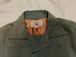 40s 50s 玉虫色 グリーン ギャバジン プルオーバーシャツ ギャバ 40s 50s 玉虫色 グリーン ギャバジン プルオーバーシャツ ギャバ