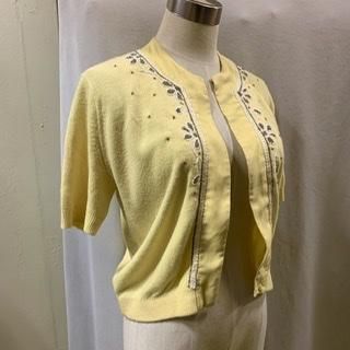 1950年代　ビーズ刺繍　カーディガン　ライトグリーン　ヴィンテージ 1960's〜1970's 香港 ヴィンテージ ニットカーディガン ビーズ