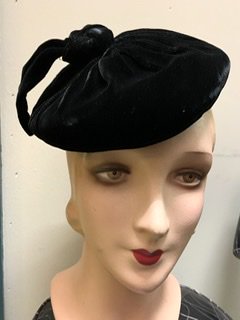 30s 40s 黒 ベルベット 帽子 ハット ヴィンテージ 1930年代 1940年代