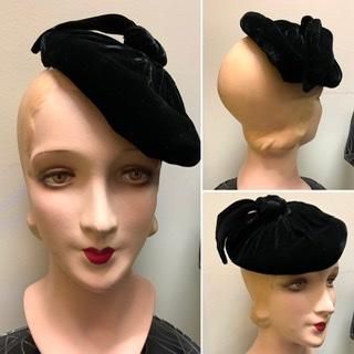30s 40s 黒 ベルベット 帽子 ハット ヴィンテージ 1930年代 1940 30s 40s 黒 ベルベット 帽子 ハット ヴィンテージ 1930年代 1940