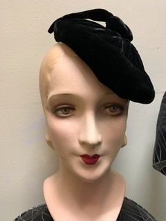 30s 40s 黒 ベルベット 帽子 ハット ヴィンテージ 1930年代 1940年代