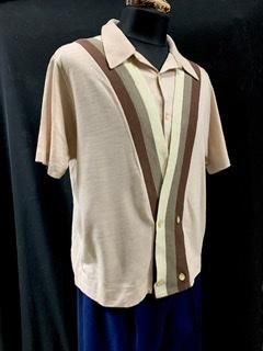 ビンテージ　半袖シャツ　50s　60s vintage　ロカビリー　古着 50s 60s CAMPUS V字 切替 プルオーバー ニットシャツ