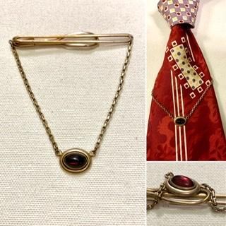 40s 赤 チェーンつき ネクタイピン スワンク SWANK タイバー 40s 赤 チェーンつき ネクタイピン スワンク SWANK タイバー