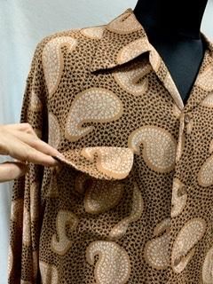 40s 50s ロングポイント 総柄 レーヨンシャツ ヴィンテージ 1940