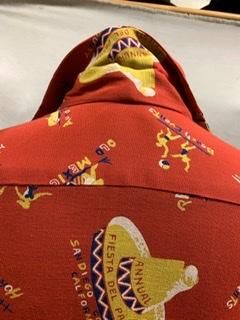 50s デッドストック メキシカンハット柄 赤 ハワイアンシャツ
