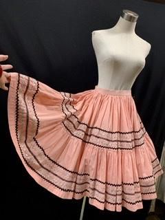 50s ピンク黒 サーキュラースカート ヴィンテージ 1950年代 ティアード