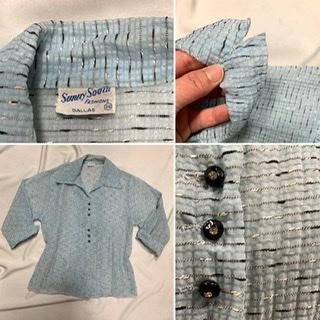 50s 60s水色 シースルーシャツ vintege 50s 50年代 シースルー 開襟 オープンカラーシャツ │ヴィテージ