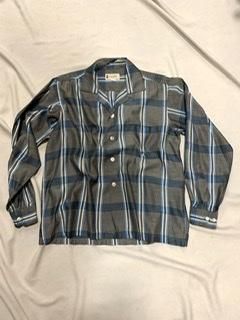 50s CONCLO 黒シルバー 光沢 ロカビリーシャツ ヴィンテージ