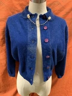 50s ブルー 襟つき カーディガン 襟つきカーディガン
