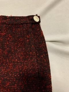 50s (M～L) 赤黒 ネップ タイトスカート ヴィンテージ ペンシル
