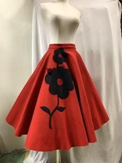 50s 赤黒 サーキュラースカート スカート フェルトスカート