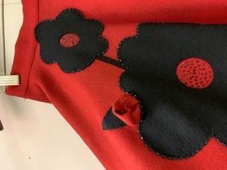 1950s vintage ヴィンテージ　レア　フェルト　サーキュラー　スカート 50s 赤黒 サーキュラースカート スカート フェルトスカート