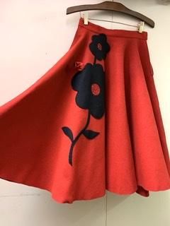 50s 赤黒 サーキュラースカート スカート フェルトスカート