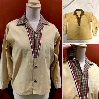 50s 60s ボーイズサイズ V字 切替 レディース シャツ ブラウス 50s 60s ボーイズサイズ V字 切替 レディース シャツ ブラウス