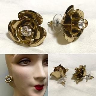 薔薇 ピアス バラ アクセサリー イヤリング ゴールド