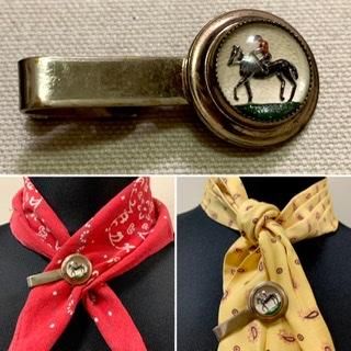 50s ガラスドーム型 乗馬 馬 競馬 ネクタイピン ヴィンテージ