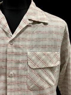 50's ビンテージ かすり チェック シャツ グレー バーガンディ ロカビリー 50's 60's McGREGOR マクレガー チェックオープンカラーシャツ