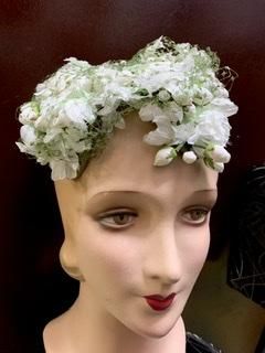 50s 白 ヘッドドレス ヘッドピース ボンネ ヴィンテージ