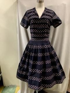 50s 黒 ピンク 水玉 ワンピース ドット ピンタック コットン 50s 黒 ピンク 水玉 ワンピース ドット ピンタック コットン