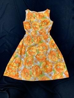 50s 60s オレンジ グリーン ワンピース ヴィンテージ コットン