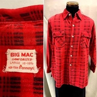 50s MAC Cromber ループカラー プリントネルシャツ ビンテージ