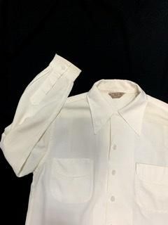 40s 50s ロングポイント 白 ギャバシャツ レーヨンギャバシャツ 40s 50s ロングポイント 白 ギャバシャツ レーヨンギャバシャツ