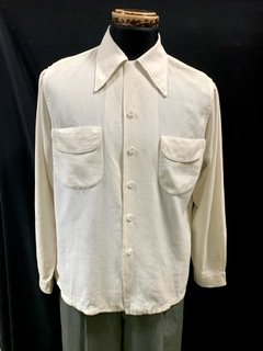40s 50s ロングポイント 白 ギャバシャツ レーヨンギャバシャツ 1940 ...