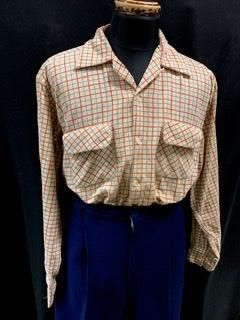 50s 当時モノ プリントコーデュロイ トリコロール シャツ 50s 当時モノ プリントコーデュロイ トリコロール シャツ