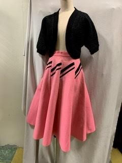 50s ギザギザ ピンク✖️黒 サーキュラースカート ヴィンテージ