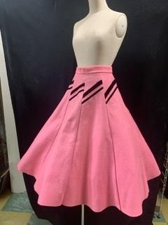 50s ギザギザ ピンク✖️黒 サーキュラースカート ヴィンテージ