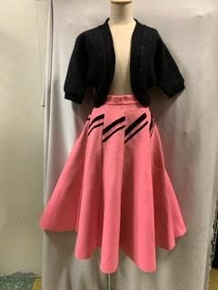 50s ギザギザ ピンク✖️黒 サーキュラースカート ヴィンテージ