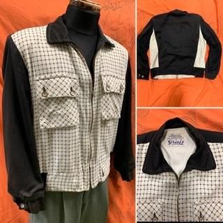 50s GRAIS 黒白ツートーン切替 ギャバジン ジャケット ギャバ 50s GRAIS 黒白ツートーン切替 ギャバジン ジャケット ギャバ