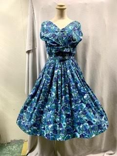 50s ベルトつき ブルー 青 ドレス ヴィンテージ 1950年代 50s ベルトつき ブルー 青 ドレス ヴィンテージ 1950年代