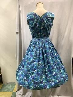 50s ベルトつき ブルー 青 ドレス ヴィンテージ 1950年代 ワンピース V