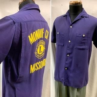 50s 紫 ナス紺 ボーリングシャツ ギャバシャツ レーヨンシャツ 50s 紫 ナス紺 ボーリングシャツ ギャバシャツ レーヨンシャツ