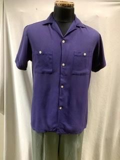 50s 紫 ナス紺 ボーリングシャツ ギャバシャツ レーヨンシャツ 50s 紫 ナス紺 ボーリングシャツ ギャバシャツ レーヨンシャツ