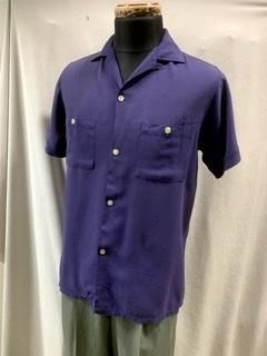 50s 紫 ナス紺 ボーリングシャツ ギャバシャツ レーヨンシャツ