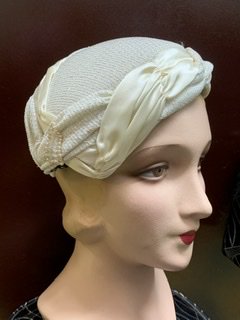 50s 白　銀糸　ヘッドドレス　ヘッドピース　ヴィンテージ　帽子　ハット　hat - 古着屋サマンサ