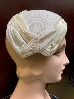 50s 白 銀糸 ヘッドドレス ヘッドピース ヴィンテージ 帽子