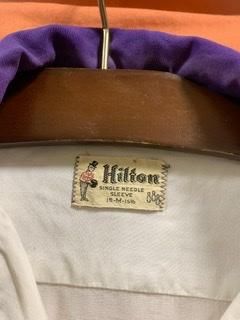 50s ツートーン切替 白紫 ボーリングシャツ HILTON ヒルトン 古着