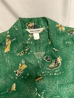 50s 紙タグつき　バンブーボタン　ハワイアンシャツ　竹ボタン　made in Hawaii ヴィンテージ　アロハ　アロハシャツ　デッドストック　 1950年代　カメハメハ大王　ハワイ製 - 古着屋サマンサ