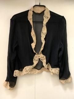 ヴィンテージレースボレロ 40s 黒 オーガンジー レース ボレロ ジャケット はおり