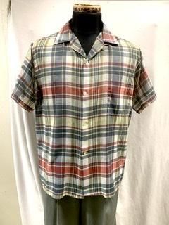 50s 60s マドラスチェック 半袖シャツ シャツ ヴィンテージ 古着